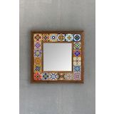 Oscar Stone Decor Oscar Stone Ahşap Çerçeveli Mozaik Doğaltaş Ayna 33 Cm X 33 Cm-mosaic Mirror AYN-002
