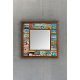 Oscar Stone Decor Oscar Stone Ahşap Çerçeveli Mozaik Doğaltaş Ayna 33 Cm X 33 Cm Vıntage Ayna AYN-007
