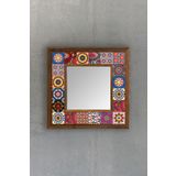Oscar Stone Decor Oscar Stone Ahşap Çerçeveli Mozaik Doğaltaş Ayna 33 Cm X 33 Cm