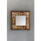 Oscar Stone Decor Oscar Stone Masif Ahşap Çerçeveli Mozaik Doğaltaş Ayna 33 Cmx 33 Cm Vintage Temalı AYN-035