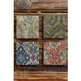Oscar Stone Decor Renkli Desen Tile Baskılı Doğaltaş Bardak Altlığı Set 4'lü 4DSN-286