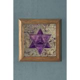 Oscar Stone Decor Shree Yantra Mandala -Masif Çerçeveli Taş Tablo-Duvar Dekoru- 28X28 Cm Prmt2020-1068