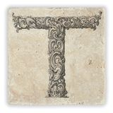 OSCAR STONE DECOR T HARFİ DOĞALTAŞ BASKILI BARDAK ALTLIĞI