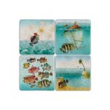 Oscar Stone Decor Taş Bardak Altlığı Balık-Fish - 4 Lü Set(10 Cmx10 Cm) Ba525