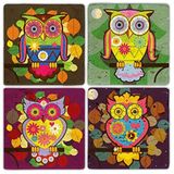 Oscar Stone Decor Taş Bardak Altlığı Baykuş-Owl - 4 LÜ SET(10 cmx10 cm)