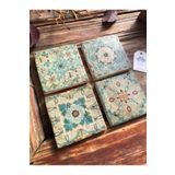 Oscar Stone Decor Taş Bardak Altlığı Stone Coasters - 4 Lü Set(10 Cmx10 Cm) Desen Pattern BA439
