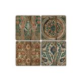 Oscar Stone Decor Taş Bardak Altlığı Stone Coasters - 4 Lü Set(10 Cmx10 Cm) Desen Tile Pattern BA106