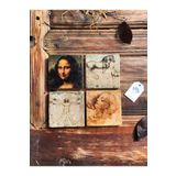 Oscar Stone Decor Taş Bardak Altlığı Stone Coasters - 4 Lü Set(10 Cmx10 Cm) Monalisa Da Vinci BA468