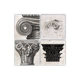 Oscar Stone Decor Taş Bardak Altlığı Stone Coasters - 4 Lü Set(10 Cmx10 Cm) Sütun BA330
