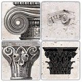 Oscar Stone Decor Taş Bardak Altlığı Stone Coasters - 4 Lü Set(10 Cmx10 Cm) Sütun
