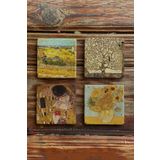 Oscar Stone Decor Taş Bardak Altlığı Stone Coasters - 4lü Set An Gustav Klimt Tabloları BA570