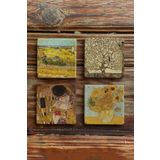 Oscar Stone Decor Taş Bardak Altlığı Stone Coasters - 4lü Set An Gustav Klimt Tabloları