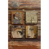 Oscar Stone Decor Taş Bardak Altlığı Stone Coasters - 4Lü Set Gustav Klimt Tabloları Ba557