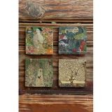 Oscar Stone Decor Taş Bardak Altlığı Stone Coasters - 4Lü Set Gustav Klimt Tabloları Ba561
