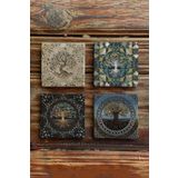 Oscar Stone Decor Taş Bardak Altlığı Stone Coasters - 4lü Set Hayat Ağacı Seti BA533
