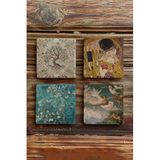 Oscar Stone Decor Taş Bardak Altlığı Stone Coasters - 4lü Set Tablo Kolleksiyonu Seti BA573