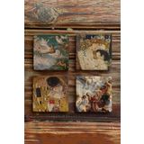 Oscar Stone Decor Taş Bardak Altlığı Stone Coasters - 4lü Set Ünlü Tablo Kolleksiyonu Seti BA572