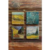 Oscar Stone Decor Taş Bardak Altlığı Stone Coasters - 4lü Set Vincent Van Gogh Tabloları BA552
