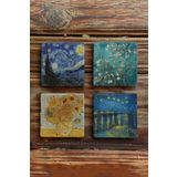 Oscar Stone Decor Taş Bardak Altlığı Stone Coasters - 4lü Set Vincent Van Gogh Tabloları BA555