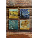 Oscar Stone Decor Taş Bardak Altlığı Stone Coasters - 4lü Set Vincent Van Gogh Yıldızlı Gece BA551