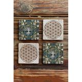 Oscar Stone Decor Taş Bardak Altlığı Stone Coasters - 4Lü Set Yaşam Çiçeği Hayat Ağacı Ba543