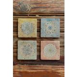 Oscar Stone Decor Taş Bardak Altlığı Stone Coasters Desen Seti Mandala BA-583