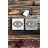 Oscar Stone Decor Taş Bardak Altlığı Stone Coasters Göz Eye 2'li Set 2BA-576-AB