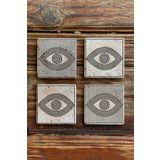 Oscar Stone Decor Taş Bardak Altlığı Stone Coasters - Göz / Eye 4lü Set BA576