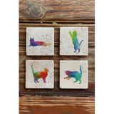 Oscar Stone Decor Taş Bardak Altlığı Stone Coasters - Kedi Seti/Kediler Ba-577