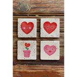 Oscar Stone Decor Taş Bardak Altlığı Stone Coasters - Sevgililer Günü/Kalp Sba-019