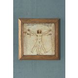 Oscar Stone Decor Vitruvius Adamı - Leonardo Da Vinci-masif Çerçeveli Taş Tablo- 28x28 cm PRMT2020-1330