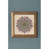 Oscar Stone Decor Yaşam Çiçeği Mandala Masif Ahşap Çerçeveli Duvar Dekoru Taş Tablo 28x28 cm PRMT2020-1368
