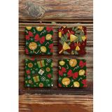 Oscar Stone Decor Yeni Yıl/yılbaşı Baskılı Doğal Taş Bardak Altlığı 4'lü Set Tile - Coaster Set YBA-012