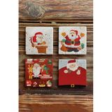 Oscar Stone Decor Yeni Yıl/yılbaşı Baskılı Doğal Taş Bardak Altlığı 4'lü Set Tile - Coaster Set YBA-023