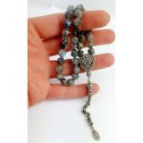 Ose Shop 925 ayar Gümüş Püsküllü ve İmameli Labrodorite Doğal Taş Tesbih