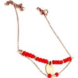 Ose Shop Faset kırmızı kuvars taşlı 925 ayar gümüş rose halhal