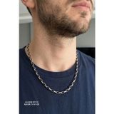 Ose Shop İtalyan Tasarımı 925 ayar Gümüş Üzerine Siyah Rodajli Tarz Erkek Zincir Kolye