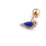 Ose Shop Mavi mineli 925 ayar Gümüş Üzerine Altın Kaplama Papağan tragus kıkırdak piercing