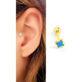 Ose Shop Opal Taşlı 925ayar Gümüş Üzerine Altın Kaplama Yonca Tragus Piercing