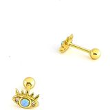 Ose Shop Opal Taşlı Göz Figürlü 925ayar Gümüş altın Tragus Piercing