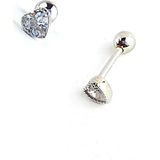 Ose Shop Pırlanta Parlaklığında Zirkon Taşlı 925ayar Gümüş Kalp Figürlü Tragus Piercing