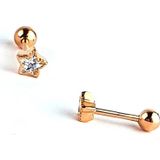 Ose Shop Pırlanta Parlaklığında Zirkon Taşlı 925ayar Gümüş Rose Altın Yıldız Figürlü Tragus Piercing