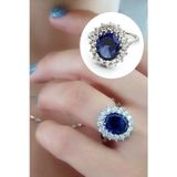 Ose Shop Sky Diamond Taşlı 925ayar Gümüş Üzerine Beyaz Altın Kaplama Tanzanit Taşlı Diana Yüzük