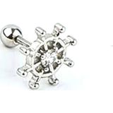 Ose Shop Zirkon Taş Detaylı Dümen Figürlü 925ayar Gümüş Tek Erkek Küpe piercing