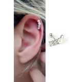 Ose Shop Zirkon Taş Detaylı İncili 925ayar Gümüş Tragus Kıkırdak Helix Piercing