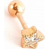 Ose Shop Zirkon Taşlı 925ayar Gümüş Rose Yıldız Tragus tek piercing