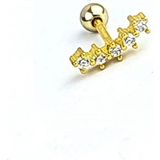 Ose Shop Zirkon Taşlı 925ayar Gümüş Üzerine Altın Kaplama Tragus Kıkırdak Piercing