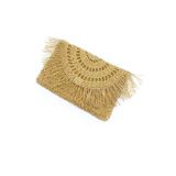 Osee Hasır Çanta Rafya Örgü Portföy Clutch Çanta Bej