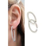 Oseshop İtalyan 925 Ayar Gümüş İçi Dışı Zirkon Taş Detaylı Halka Küpe