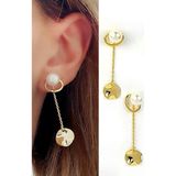 Oseshop İtalyan 925 Ayar Gümüş Üzerine Altın Kaplama İncili Trend Küpe